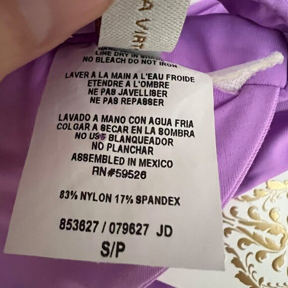 Becca by Rebecca Virtue Orchid Color Code Split Strap Halter Swim Top Size Small - Picture 4 of 6